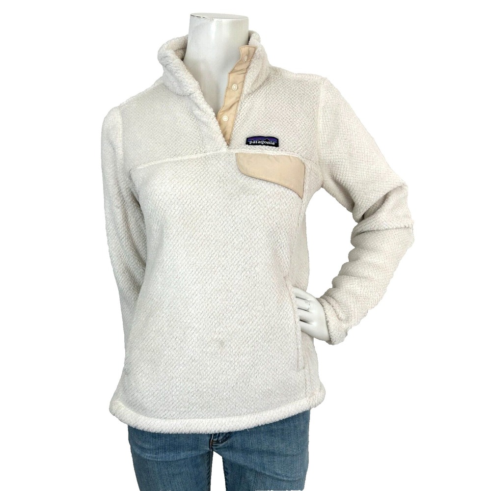 Patagonia Re-Tool Snap-T Pullover Fleece Jacket Off White Beige Women's S Cozy
